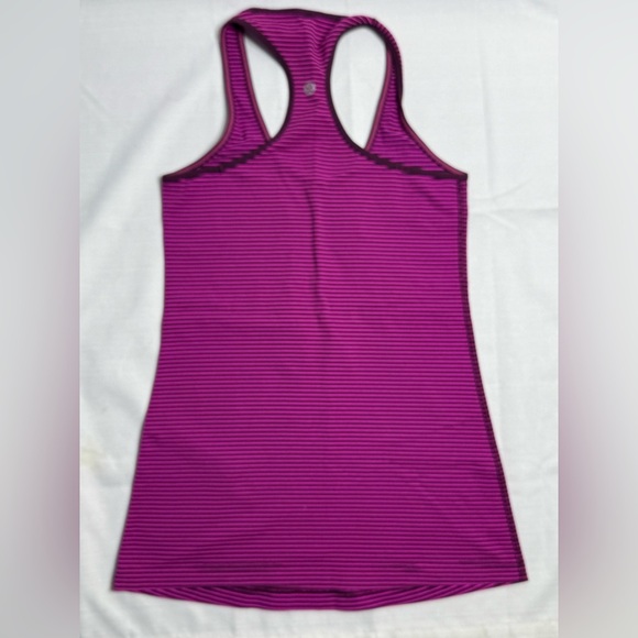 Lululemon Cool Racerback Hyper Stripe Raspberry Glo Light Plum Women’s Sz:6 - Picture 2 of 5